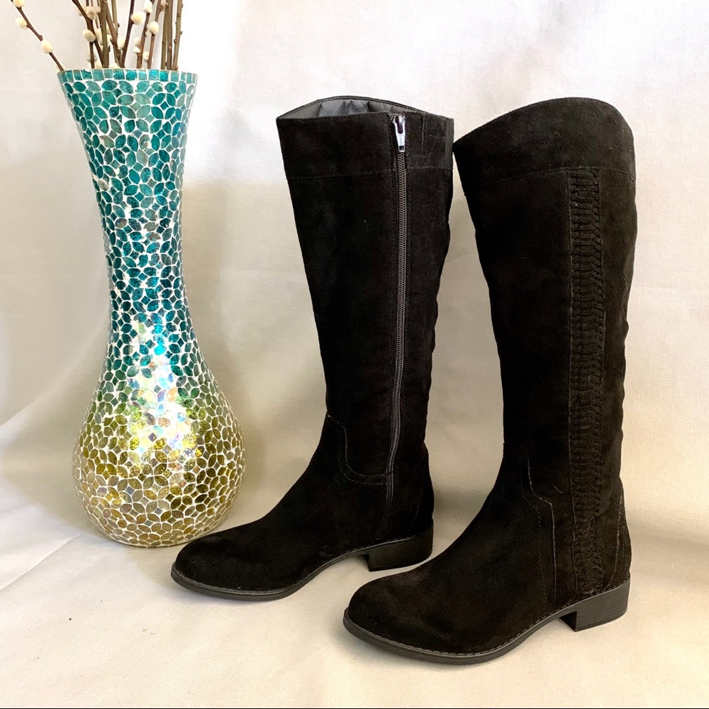 Nine West Black leather suede knee high boots